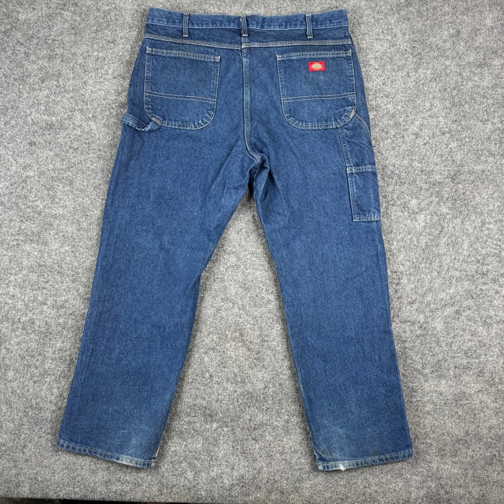 Dickies Carpenter Jeans Mens Size 38x30 Blue Denim Relaxed Fit Utility Workwearโ